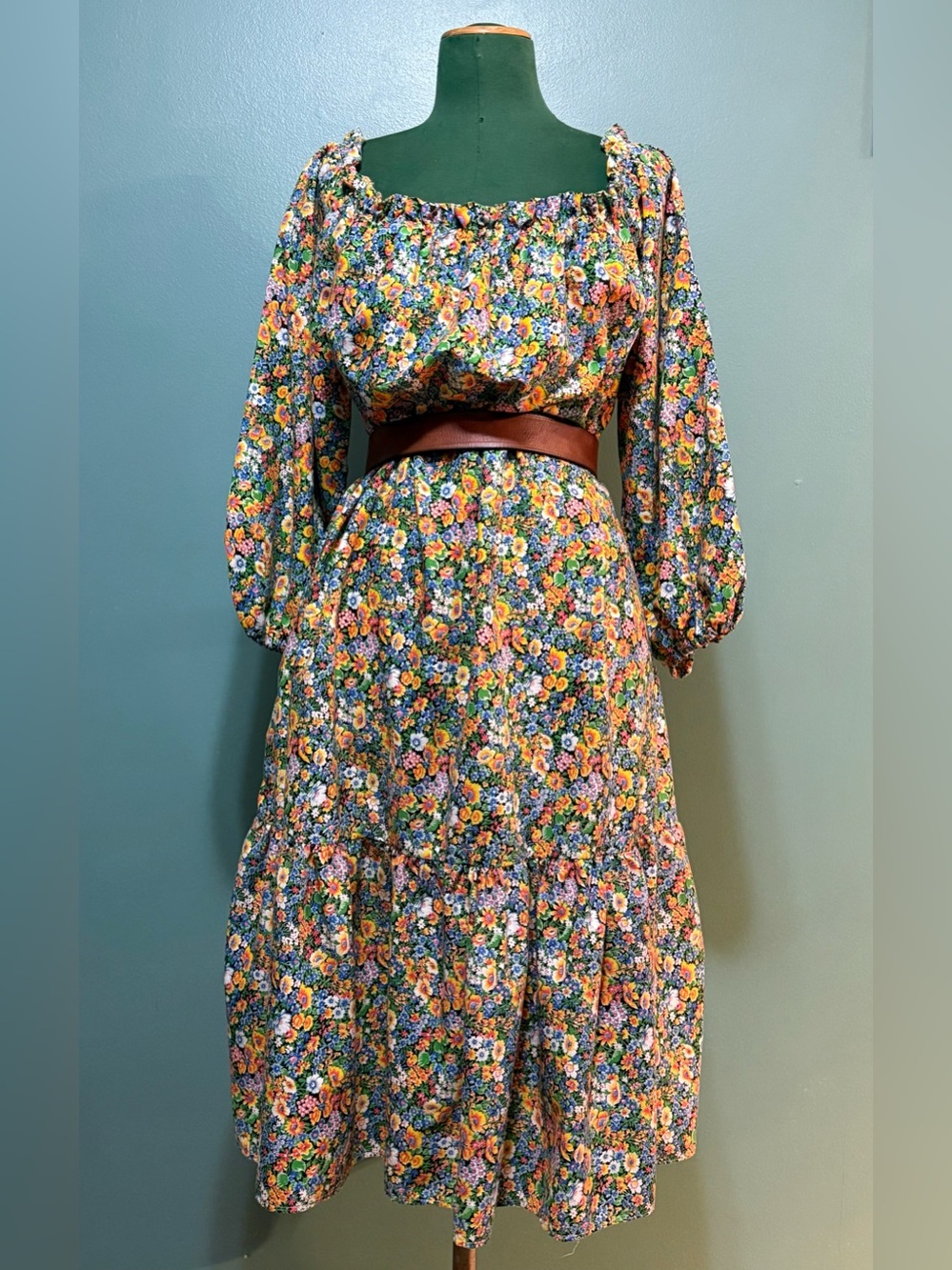 Vintage 80’s Cotton blend floral peasant dress